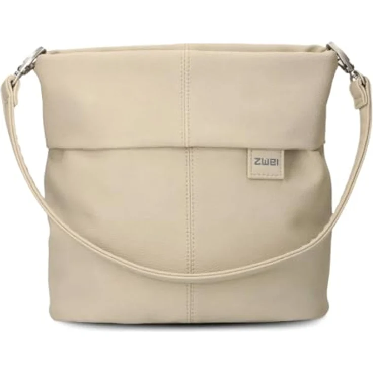 ZWEI Beuteltasche Mademoiselle M8, praktische Umhängetasche aus pflegeleichtem Kunstleder, Farbe Nude, mit Innenfächern und Handyfach, 25 x 10 x 23 cm – Bild 3