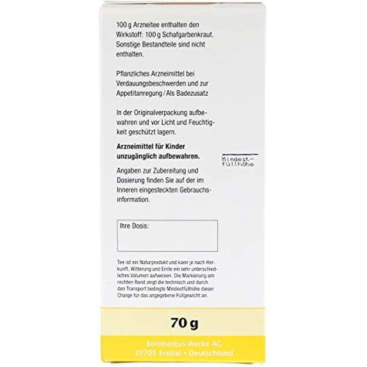 Bombastus-Werke AG SCHAFGARBENKRAUT Tee 70 g, natürliche Kräuter für entspannende Teemomente – Bild 2