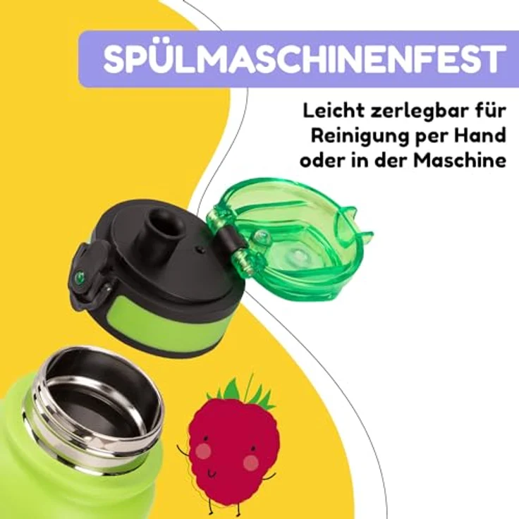 schmatzfatz Trinkflasche Kinder Auslaufsicher, 550ml Edelstahl-Trinkflasche für Schule & Kindergarten, Wasserflasche BPA-Frei, Für Kaltes & Heißes, Auslaufsichere Trinkflasche für Mädchen & Jungen – Bild 3