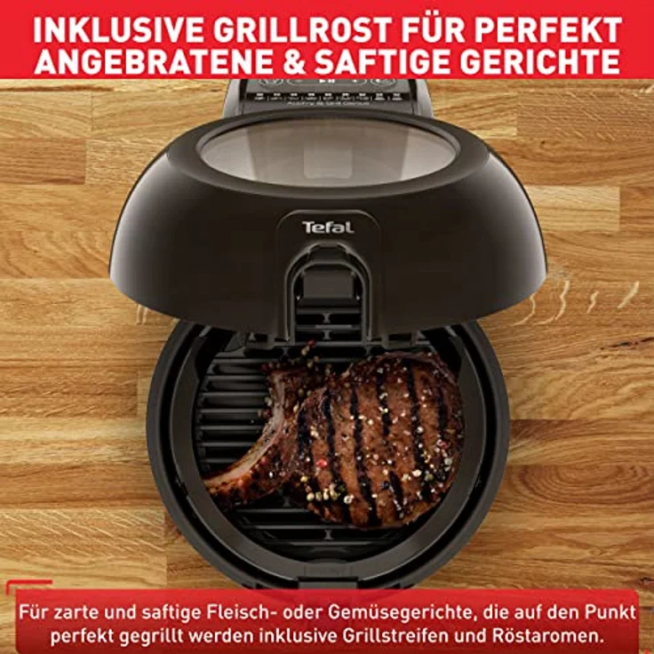 Tefal FZ7758 ActiFry & Grill Genius Heißluftfritteuse | inkl. Grillrost | automatischer Rührarm | 9 aut. Kochprogramme | Kapazität 1,2 kg | gesundes Frittieren ohne Öl | digitales Rezeptbuch | Schwarz – Bild 5