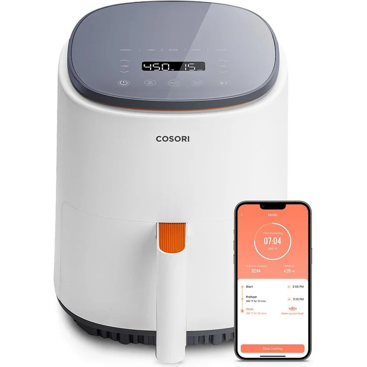Cosori Lite 3.8-Liter Smart Heißluftfritteuse, 1500W, weiß, mit 7 Kochfunktionen und Sprachsteuerung