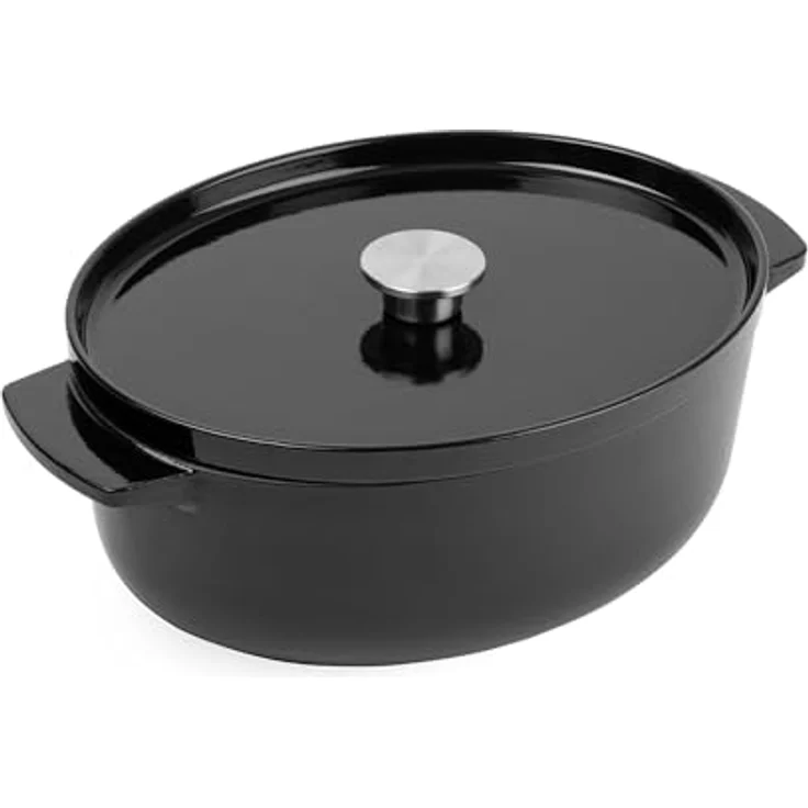 KitchenAid Cast Iron Ovaler Kasserolle 30cm/5,6L, PFAS-frei, Induktion, Ofenfest bis 260°C, Onyx Black – Bild 1