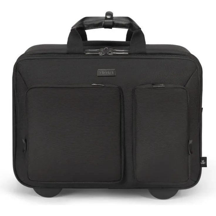 Dicota Trolley Top Traveller Roller SEVEN, Notebook-Rollkoffer für 14-16 Zoll Laptops, Schwarz, 25 l, mit DICOTA Cushion Technology und herausnehmbarer Slim Case