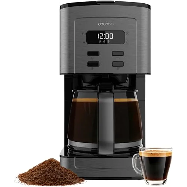 Cecotec Digitale Filterkaffeemaschine 12 Tassen, 800 W, Edelstahl-Finish, 24h programmierbar, Aromaverstärker