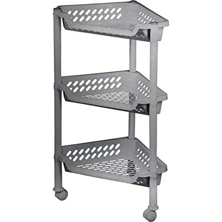 Plast Team Ecke Dreikant-Trolley mit 3 Körben, Kunststoff, Silber, Einheitsgröße