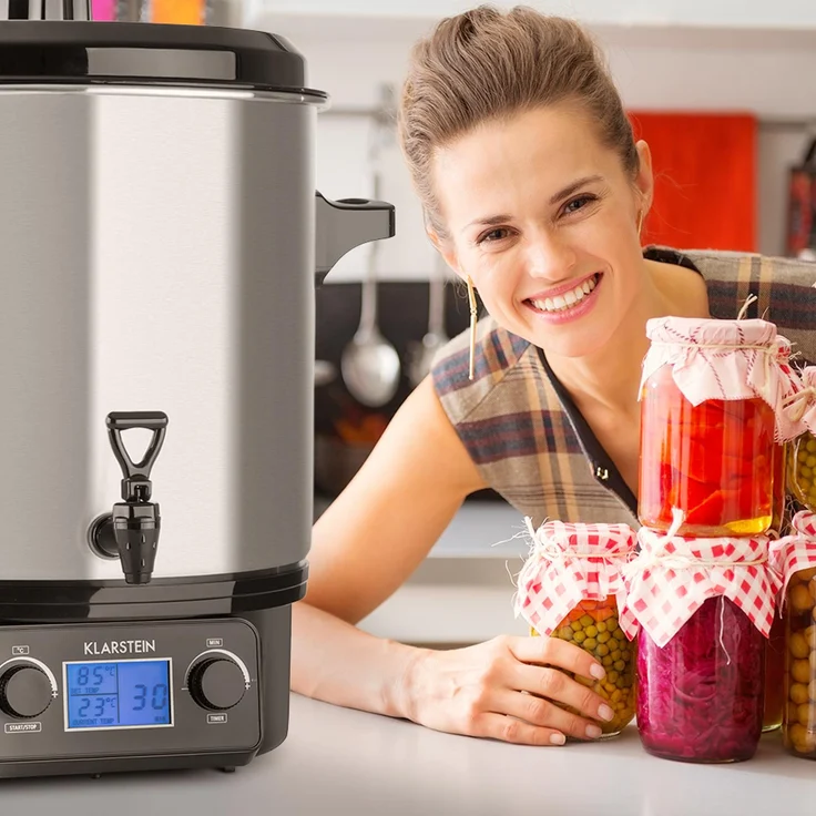 Biggie Einkochautomat Edelstahl 27 Liter 2000W Timer 27 Ltr digital silber – Bild 6