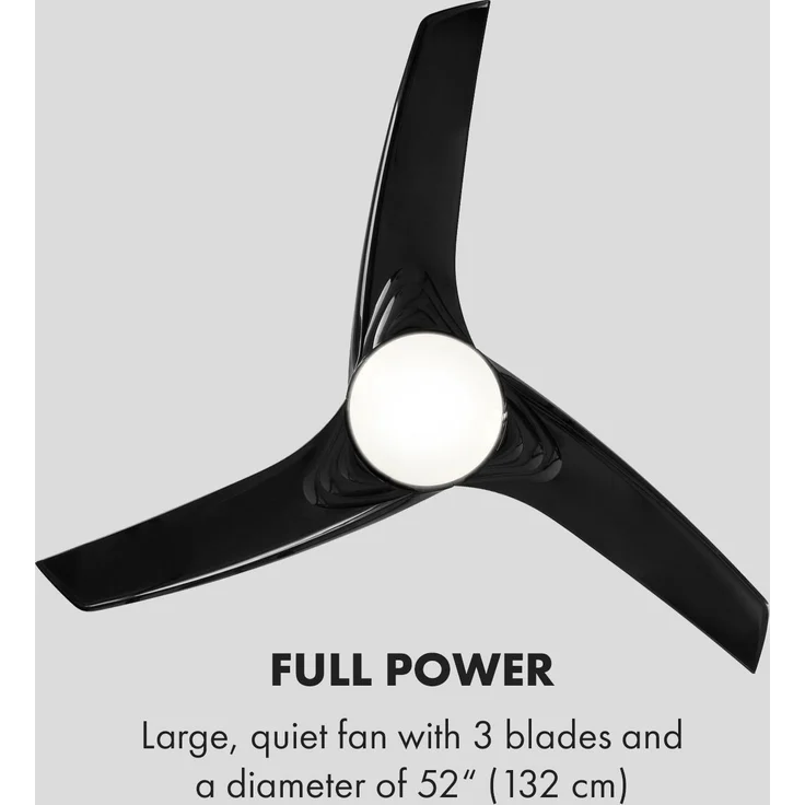 Figo Deckenventilator | 2-in-1: Ventilator & Deckenlampe | Ø 52 Zoll (132 cm ) | 3 Flügel | 10.039 m³/h | 2 Laufrichtungen | 3 Geschwindigkeiten | max. 51 dB | Fernbedienung Schwarz – Bild 6