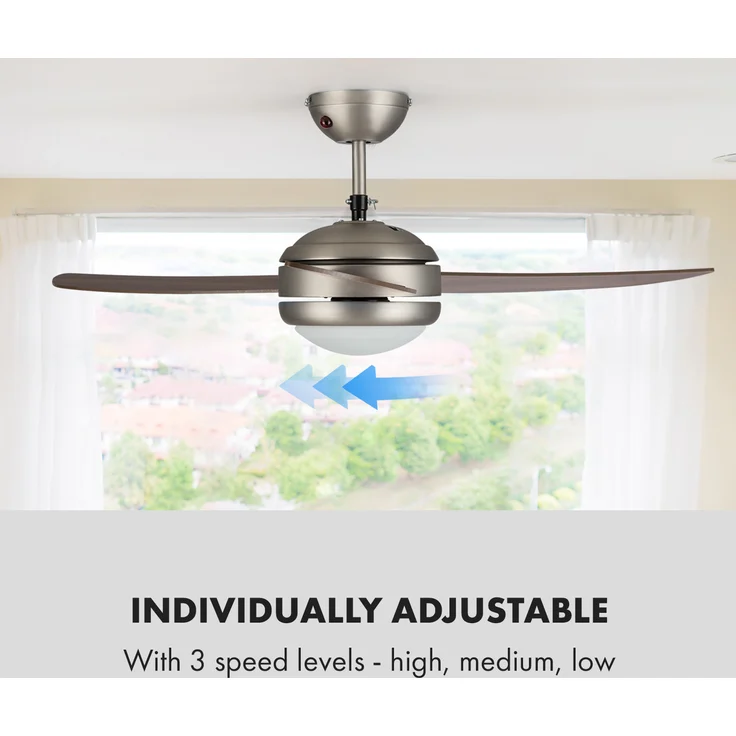 El Paso Deckenventilator | 2-in-1: Ventilator & Deckenlampe | Ø 52 Zoll (132 cm ) | 3 Flügel | 10.344 m³/h | 2 Laufrichtungen | 3 Geschwindigkeiten | 180 U/min | max. 49 dB | Fernbedienung Dunkelbraun – Bild 5