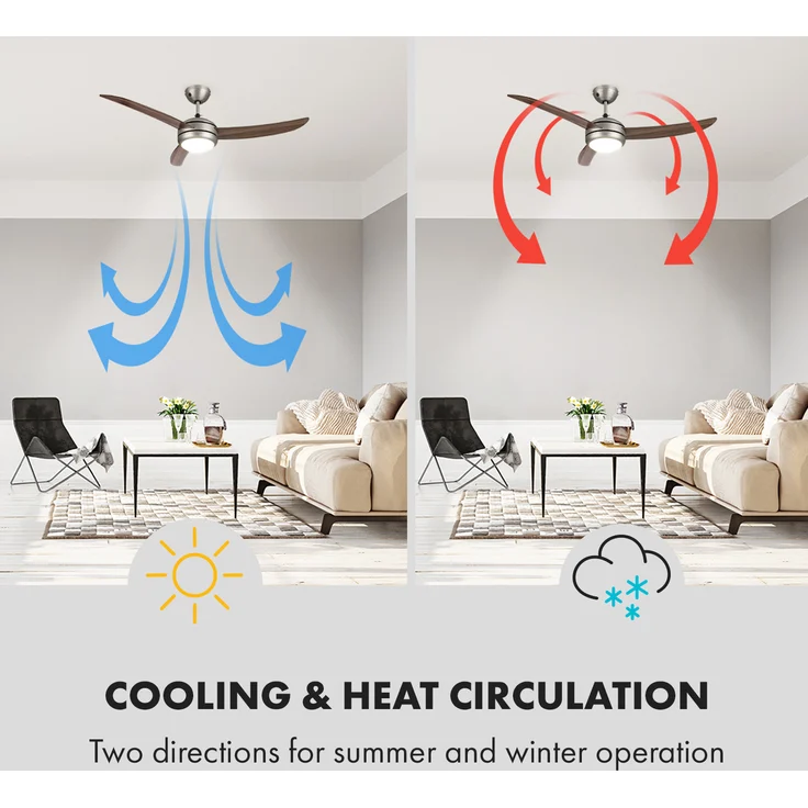 El Paso Deckenventilator | 2-in-1: Ventilator & Deckenlampe | Ø 52 Zoll (132 cm ) | 3 Flügel | 10.344 m³/h | 2 Laufrichtungen | 3 Geschwindigkeiten | 180 U/min | max. 49 dB | Fernbedienung Dunkelbraun – Bild 4