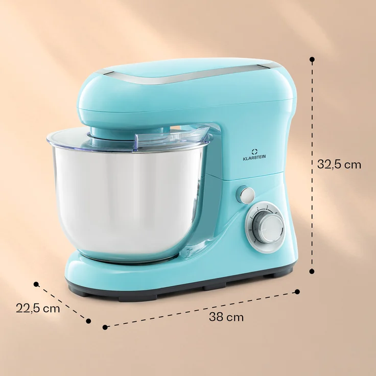 Klarstein Bella Pico 2G Küchenmaschine, 1200 W, 1,6 PS, 6 Stufen, 5 Liter, blau – Bild 6