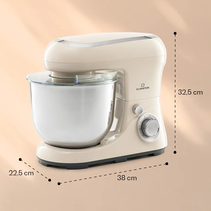 Klarstein Bella Pico 2G Küchenmaschine, 1200 W, 1,6 PS, 6 Stufen, 5 Liter, creme – Bild 7
