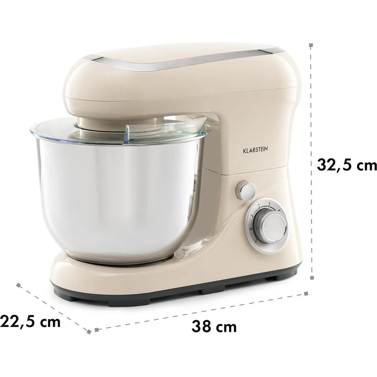 Klarstein Bella Pico 2G Küchenmaschine, 1200 W, 1,6 PS, 6 Stufen, 5 Liter, creme – Bild 10