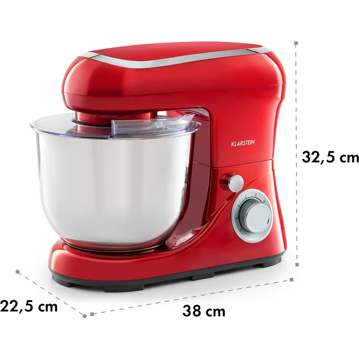 Klarstein Bella Pico 2G Küchenmaschine, 1200 W, 1,6 PS, 6 Stufen, 5 Liter, rot – Bild 10