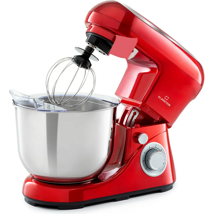 Klarstein Bella Pico 2G Küchenmaschine, 1200 W, 1,6 PS, 6 Stufen, 5 Liter, rot
