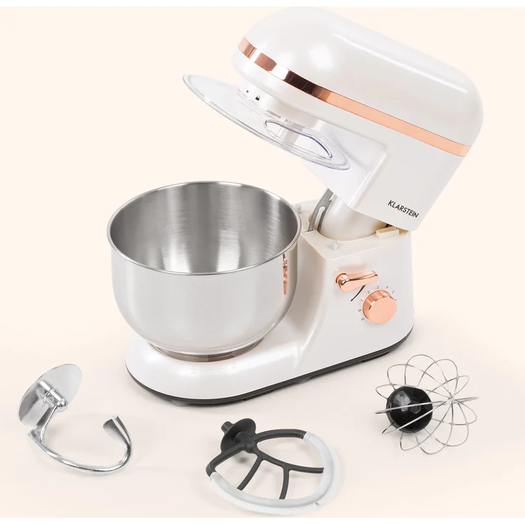 Klarstein Bella Elegance Küchenmaschine, 1300 W, 1,7 PS, 6 Stufen 5 Liter, weiß-kupfer – Bild 6