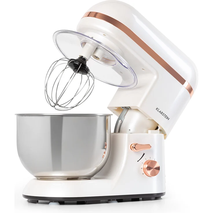 Klarstein Bella Elegance Küchenmaschine, 1300 W, 1,7 PS, 6 Stufen 5 Liter, weiß-kupfer – Bild 1