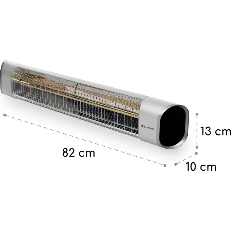 Blum Dark Wave Stand Infrarot-Heizstrahler 2000W Goldbeschichtete Carbonröhre IP65 Standfuß silber Wandinstallation, Heizstrahler – Bild 10