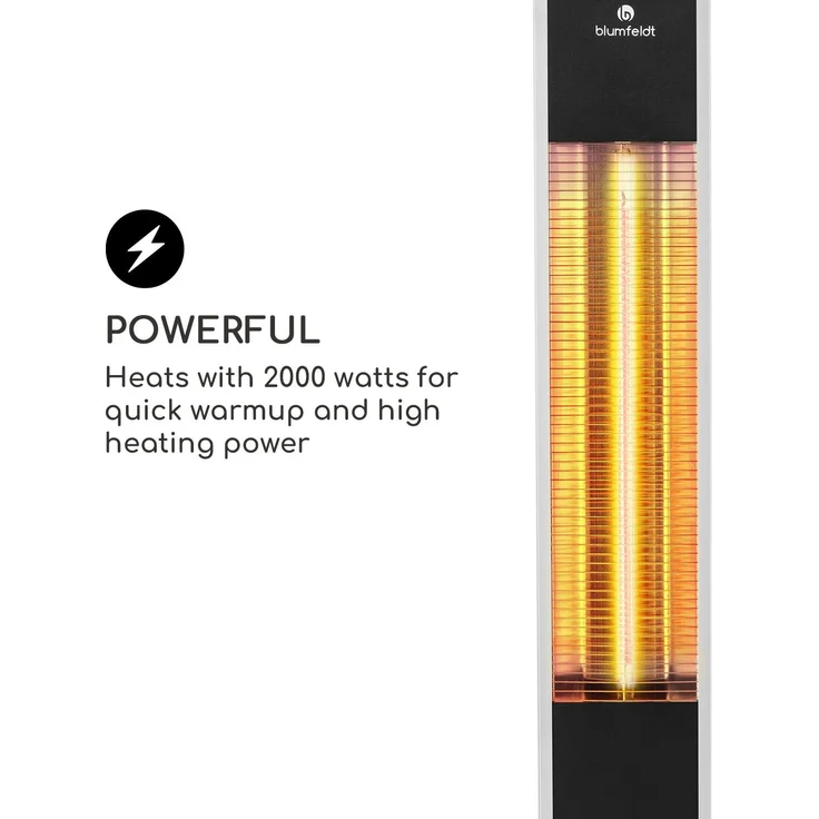 Blum Heat Guru Standheizstrahler 2000W 3 Heizstufen Fernbedienung silber, Heizstrahler – Bild 4