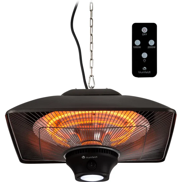 Blum Heat Square Infrarot-Heizstrahler 1000|2000W Carbon IP34 LED, mit Fernbedienung, Heizstrahler