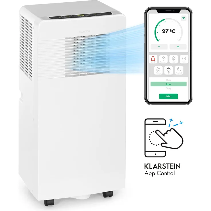 Klarstein Iceblock Ecosmart 9 Klimaanlage 3-in-1 9000 BTU App Steuerung Fernbedienung weiß Weiß, 7.000 BTU (10034656)