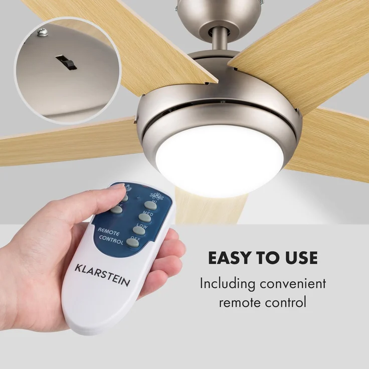 Bolero 2-in-1-Deckenventilator 134cm Leuchte 55W Luftdurchsatz 10.212 m³/h max. Ahornflügel Fernbedienung Ahorn – Bild 3