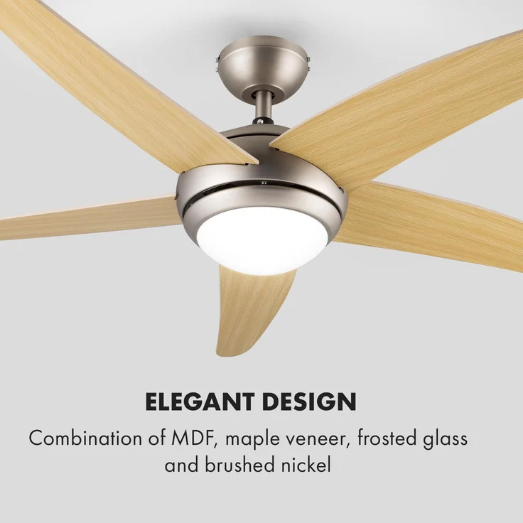 Bolero 2-in-1-Deckenventilator 134cm Leuchte 55W Luftdurchsatz 10.212 m³/h max. Ahornflügel Fernbedienung Ahorn – Bild 6