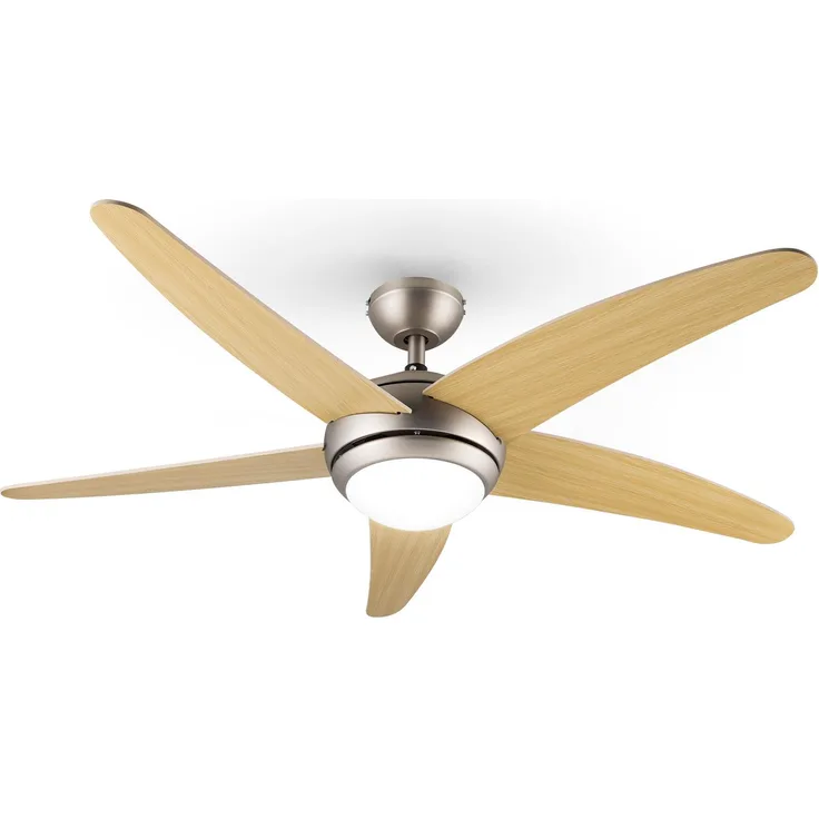 Bolero 2-in-1-Deckenventilator 134cm Leuchte 55W Luftdurchsatz 10.212 m³/h max. Ahornflügel Fernbedienung Ahorn