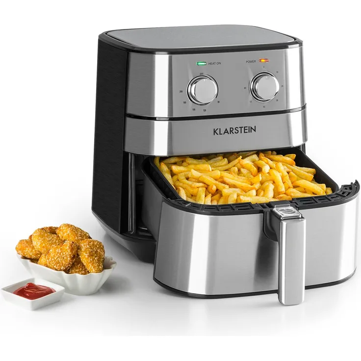 Klarstein AeroVital Heißluftfritteuse 1700W 5,4 Liter Timer Edelstahl silber