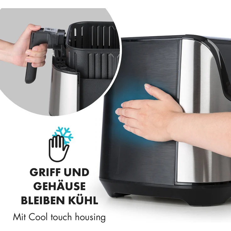 Klarstein Aero Vital deluxe Heißluftfritteuse 1700W 5,4 Liter Edelstahl silber – Bild 6