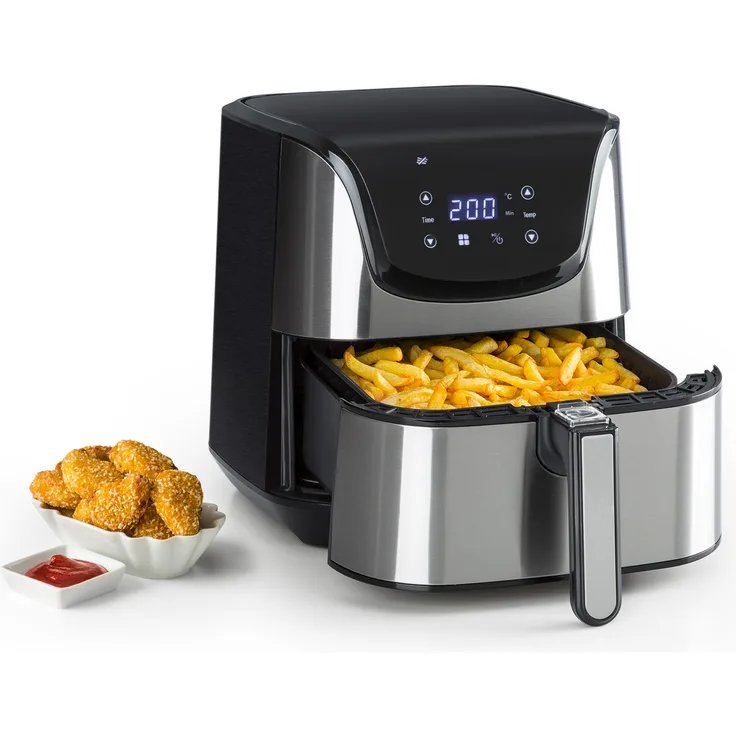 Klarstein Aero Vital deluxe Heißluftfritteuse 1700W 5,4 Liter Edelstahl silber