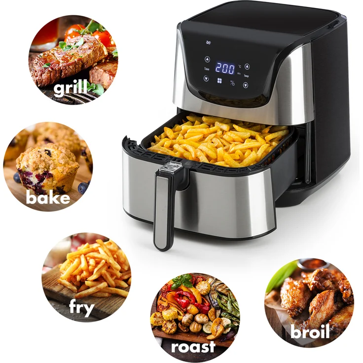 Klarstein Aero Vital deluxe Heißluftfritteuse 1700W 5,4 Liter Edelstahl silber – Bild 3