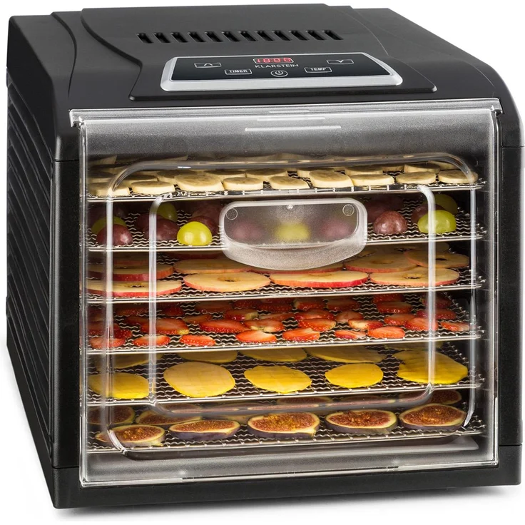 Klarstein Fruit Jerky Plus 6 Dörrautomat Timer 6 Ablagen Blech 420-500W schwarz – Bild 1