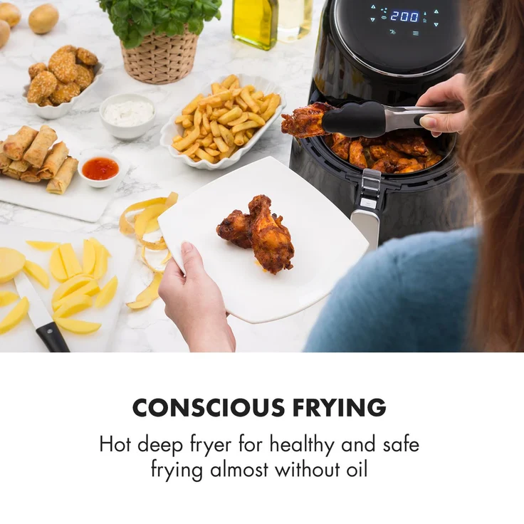 Klarstein AirVital Heißluftfritteuse 1300W 2,5l CeraPlus-Antihaft Touch schwarz – Bild 2