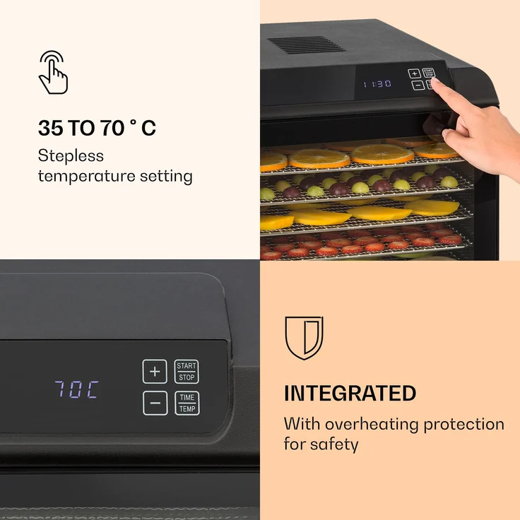 Klarstein Arizona Jerky Dörrautomat 500W 35-70°C digitales Touch-Display schwarz – Bild 4