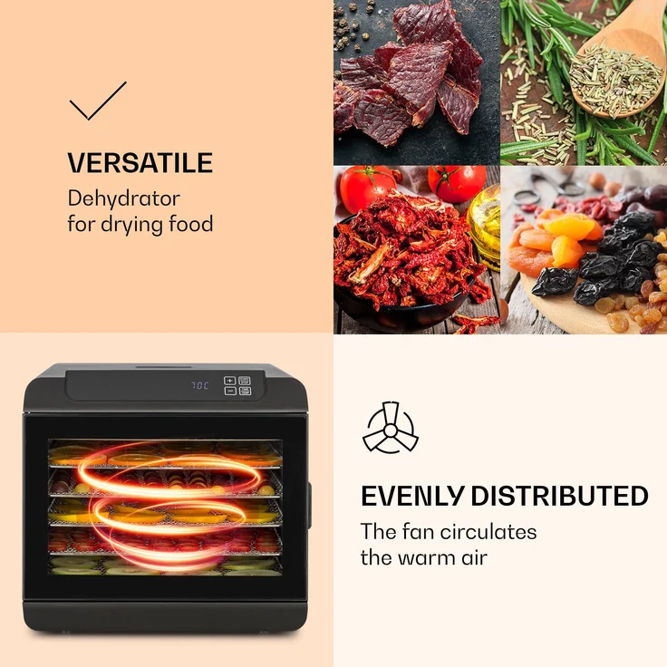 Klarstein Arizona Jerky Dörrautomat 500W 35-70°C digitales Touch-Display schwarz – Bild 5