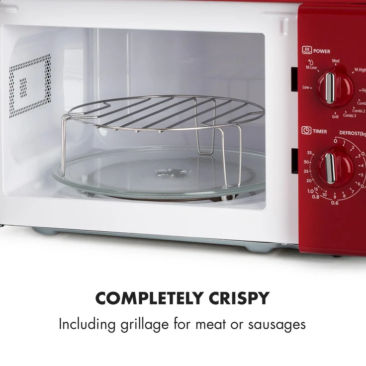 Klarstein Caroline Retro-Design Mikrowellen mit Grill, Standgerät, 20 Liter, 700 W, QuickSelect, rot – Bild 9