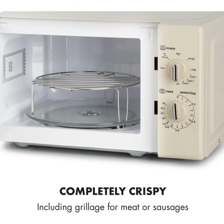 Klarstein Caroline Retro-Design Mikrowelle mit Grill, Standgerät, 20 Liter Garraum, 700 Watt, QuickSelect, creme – Bild 9