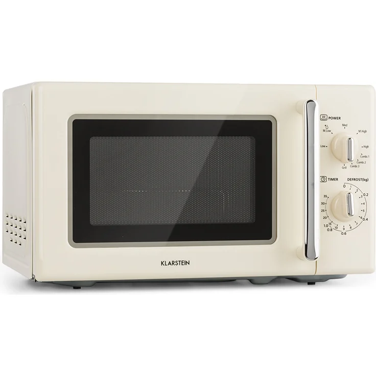 Klarstein Caroline Retro-Design Mikrowelle mit Grill, Standgerät, 20 Liter Garraum, 700 Watt, QuickSelect, creme – Bild 1