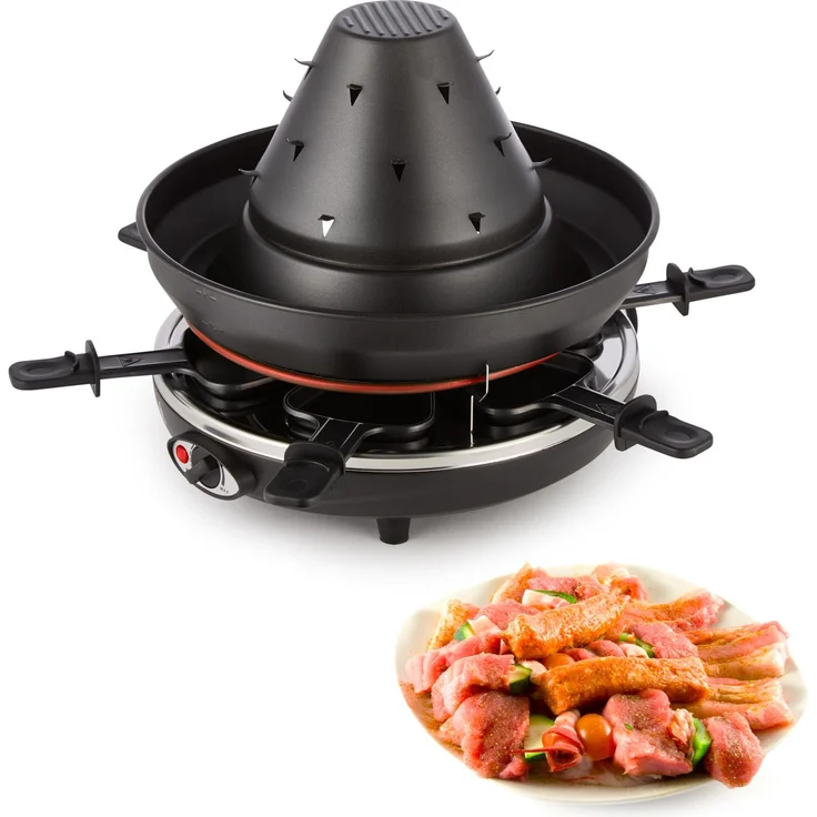 Klarstein Taste Volcano Tartarengrill Raclettegrill 1500 Watt 6 Personen schwarz – Bild 1