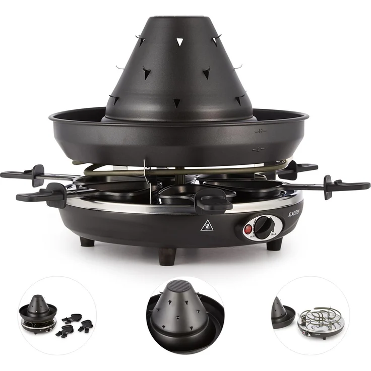 Klarstein Taste Volcano Tartarengrill Raclettegrill 1500 Watt 6 Personen schwarz – Bild 6