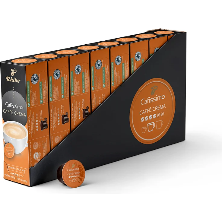Tchibo Cafissimo Caffè Crema vollmundig Kapseln, 80 Stück (8 x 10 Kapseln ) – Bild 1