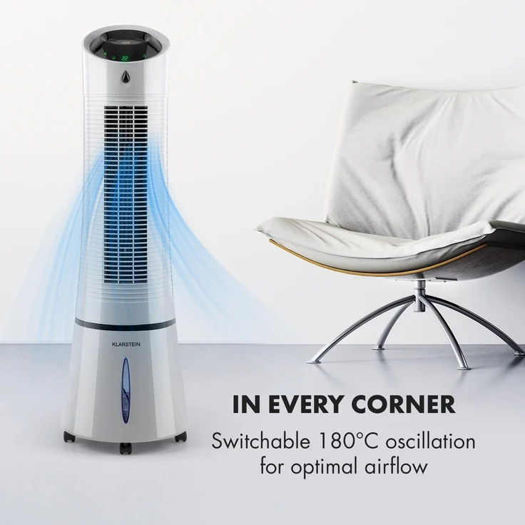 Klarstein Skyscraper Ice 4-in-1 Ventilator Luftkühler Luftbefeuchter 6 l |  30 W | Fernbedienung – Bild 5