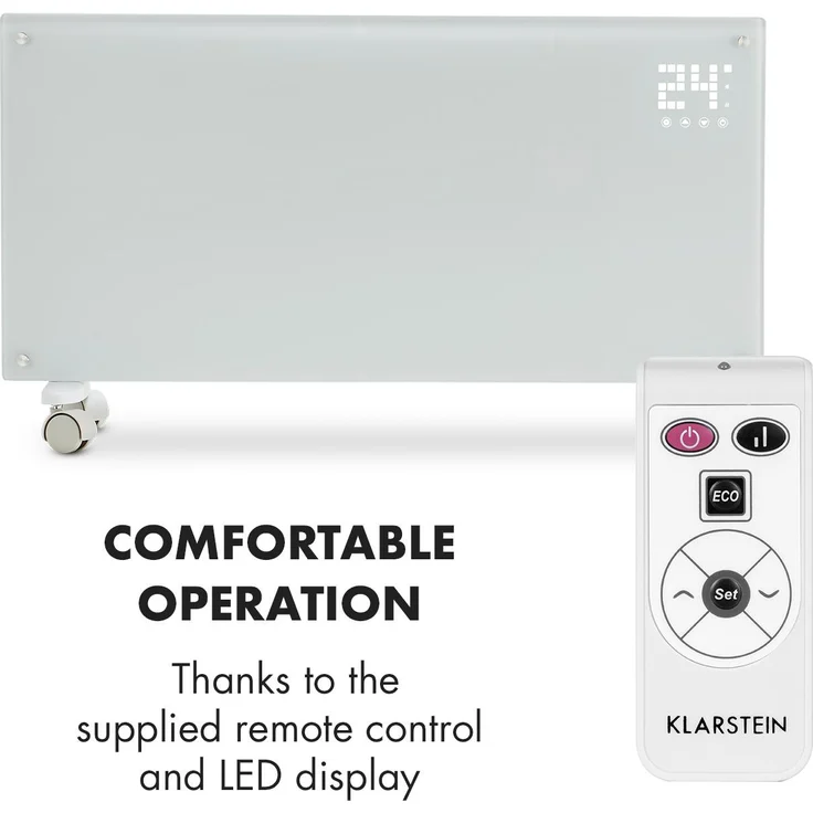 Klarstein Bornholm Konvektions-Heizgerät | 2 Heizstufen: 1000 - 2000 W | LED-Display | Timer | bis 40 m² | Standgerät | Wandgerät Weiß, Konvektor – Bild 3