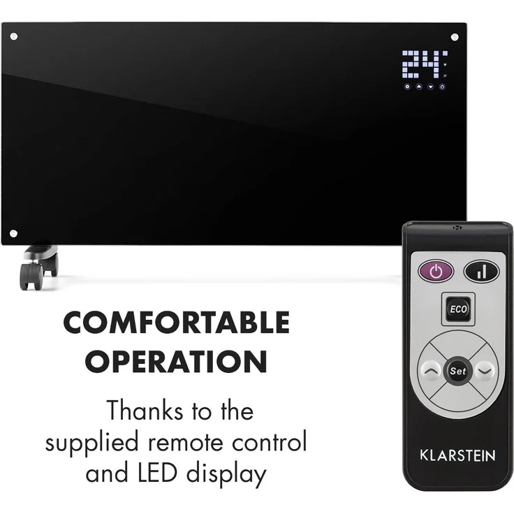 Klarstein Bornholm Konvektions-Heizgerät | 2 Heizstufen: 1000 - 2000 W | LED-Display | Timer | bis 40 m² | Standgerät | Wandgerät Schwarz, Konvektor – Bild 3