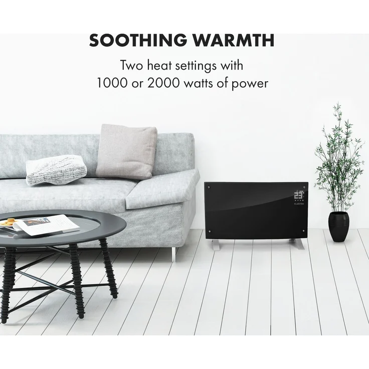Klarstein Bornholm Curved Ambient Konvektionsheizgerät 1000|2000W weiß Schwarz, Konvektor – Bild 2