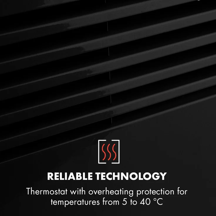 Klarstein Hot Spot Slimcurve Heizgerät 80x40cm 40m² 2000W 5-40°C LED IP24 weiß Schwarz, Konvektor – Bild 6