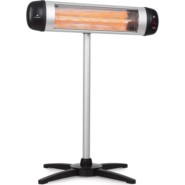 Blumfeldt Rising Sun Heizstrahler 2500W IP34 höhenverstellbar silber, Heizstrahler