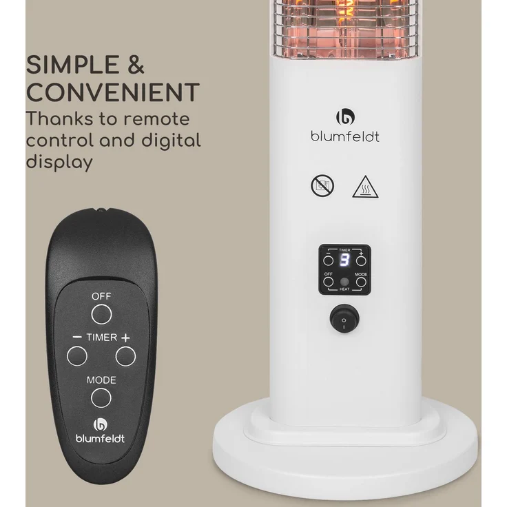 Blumfeldt Heat Guru Plus In & Out Heizstrahler 1200W 3 Heizstufen Fernbedienung weiß, Heizstrahler – Bild 6