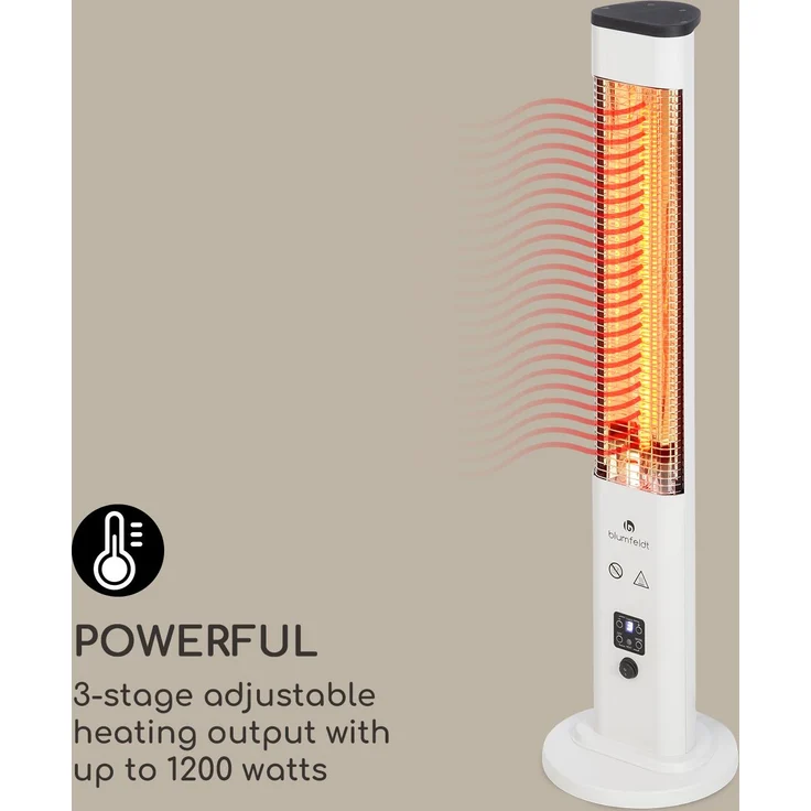 Blumfeldt Heat Guru Plus In & Out Heizstrahler 1200W 3 Heizstufen Fernbedienung weiß, Heizstrahler – Bild 7