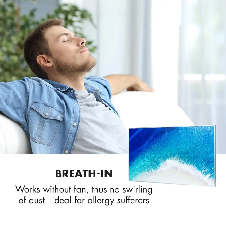 Klarstein Wonderwall Air Art 60 Infrarotheizung 101x60cm 600W Wandinstallation Fernbedienung weiß Design-Oberfläche: Der Kuss, Infrarotheizung – Bild 6